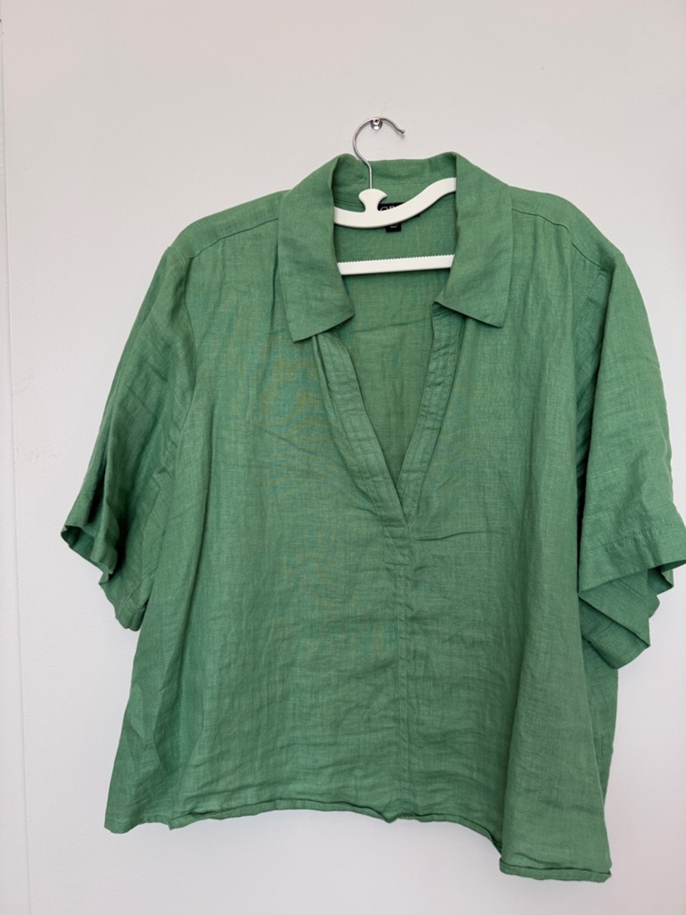 J. Crew Relaxed V‑Neck Green Linen Tunic